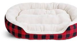 Dog It Rect. Cuddle Bed Red Plaid