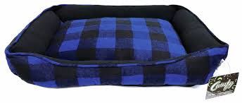 Dog It Rect. Mattress Bed Blue Plaid