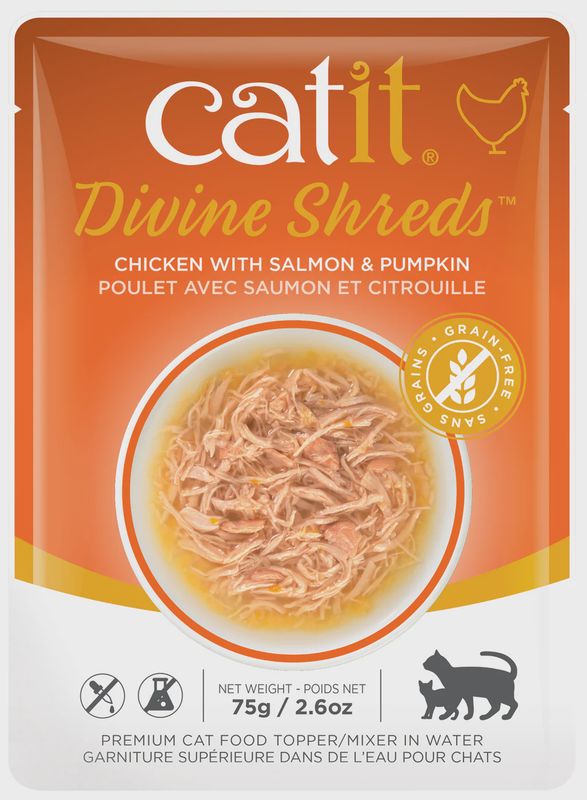 Cat It Divine Shreds Ckn Slmn Pmkn 75g