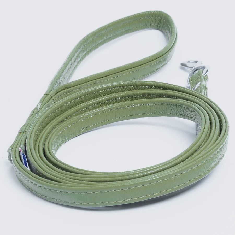 Angel Leather Alpine 72"x1/2" Olive Green Leash