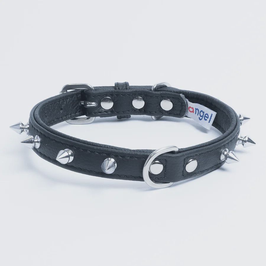 Angel 18"x3/4" Spiked Leather Collar blk