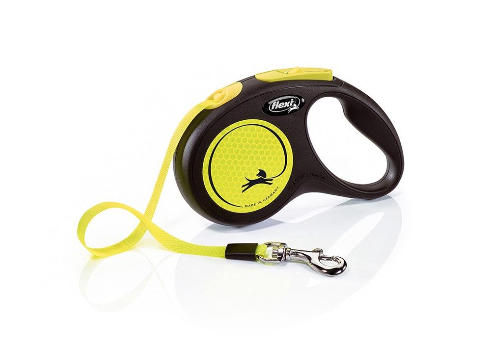 Flexi Retractable Leash small 5m tape neon yellow