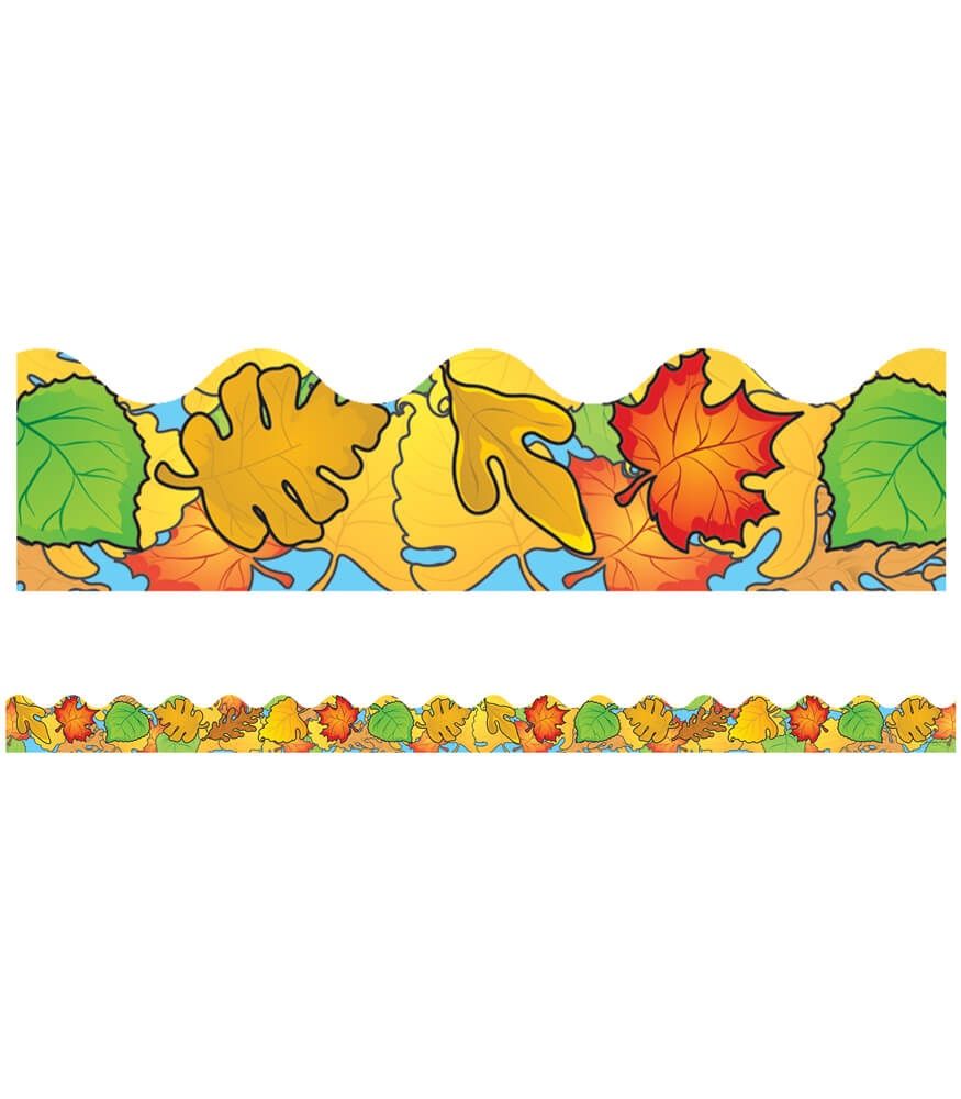 Colored Leaves Scalloped Borders