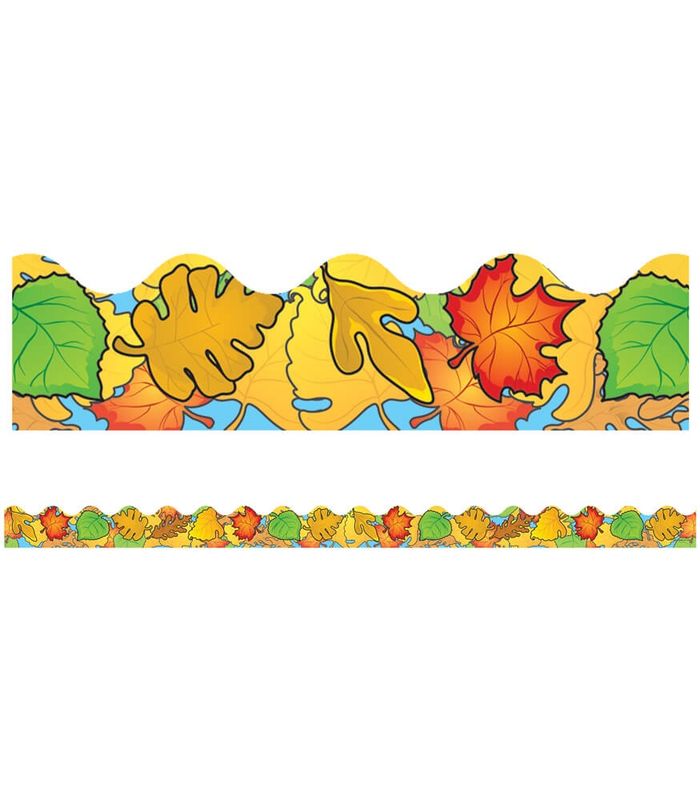 Colored Leaves Scalloped Borders
