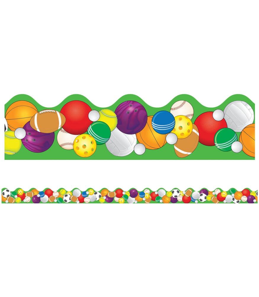 Sports Balls Scalloped Borders