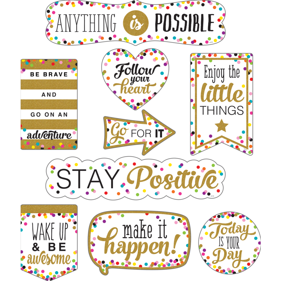 Clingy Thingies®: Confetti Positive Sayings Accents