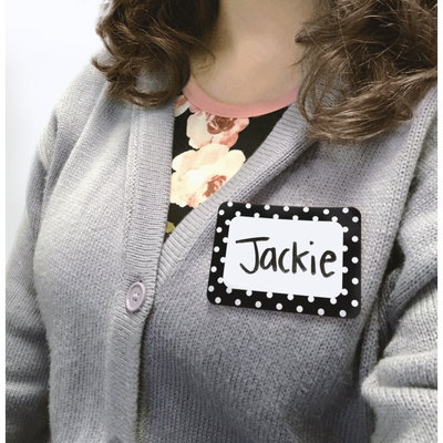 Black Polka Dots 2 Name Tags/Labels