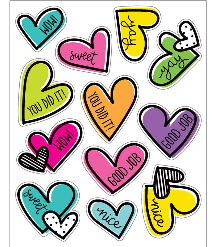 Kind Vibes Doodle Hearts Motivational Stickers