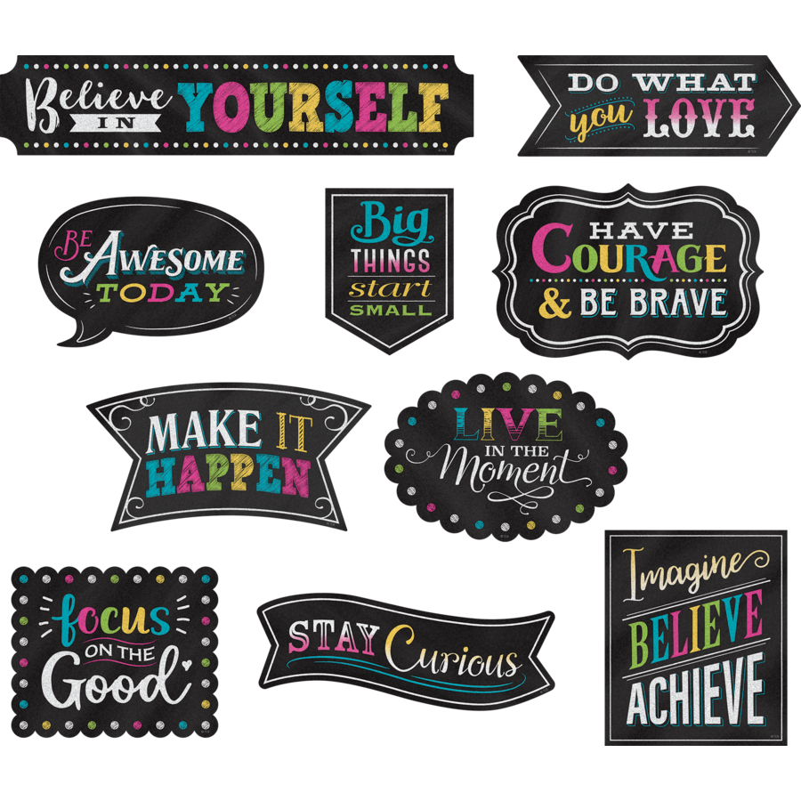 Clingy Thingies®: Chalkboard Brights Positive Sayings Accents