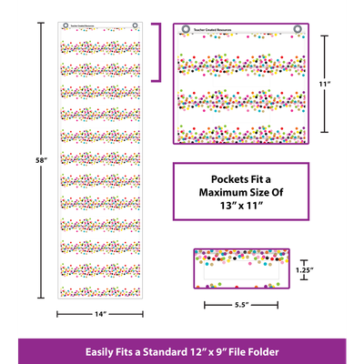 Confetti 10 Pocket File Storage Pocket Chart (14" x 58")