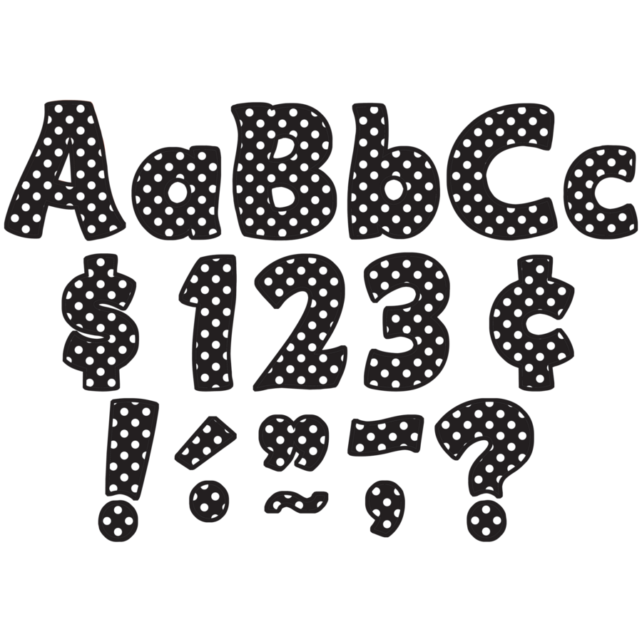 Black Polka Dots Funtastic 4&quot; Letters Combo Pack