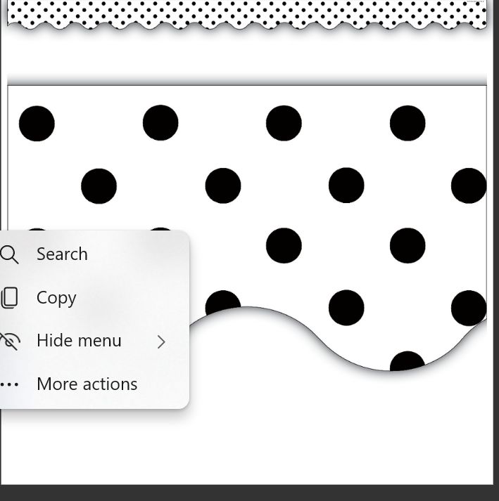 Black Polka Dots on White Scalloped Border Trim