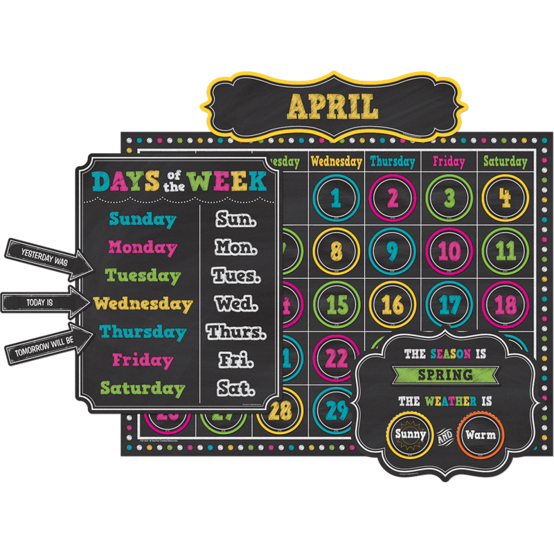 Chalkboard Brights Calendar Bulletin Board