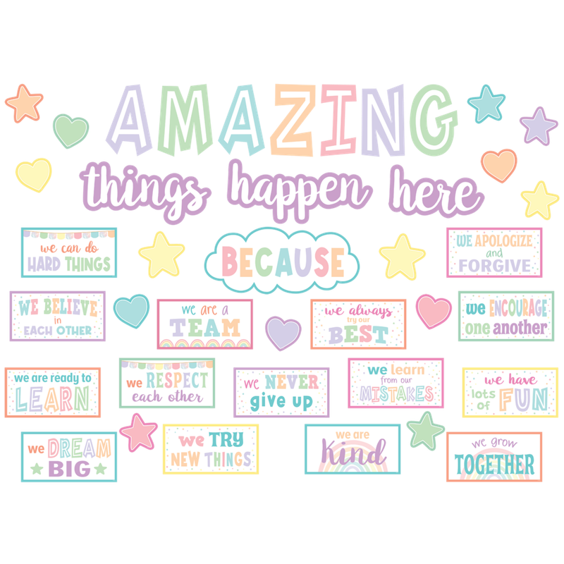 Pastel Pop Amazing Things Happen Here Bulletin Board
