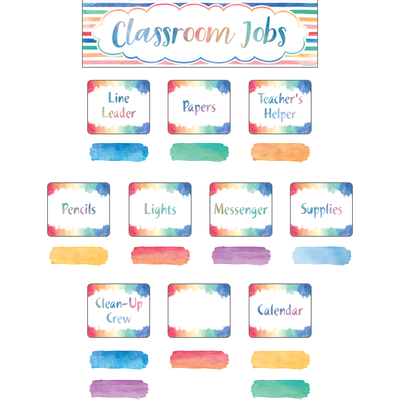 Watercolor Classroom Jobs Mini Bulletin Board