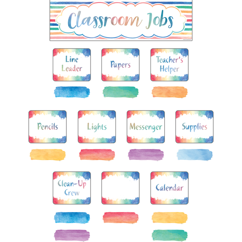 Watercolor Classroom Jobs Mini Bulletin Board
