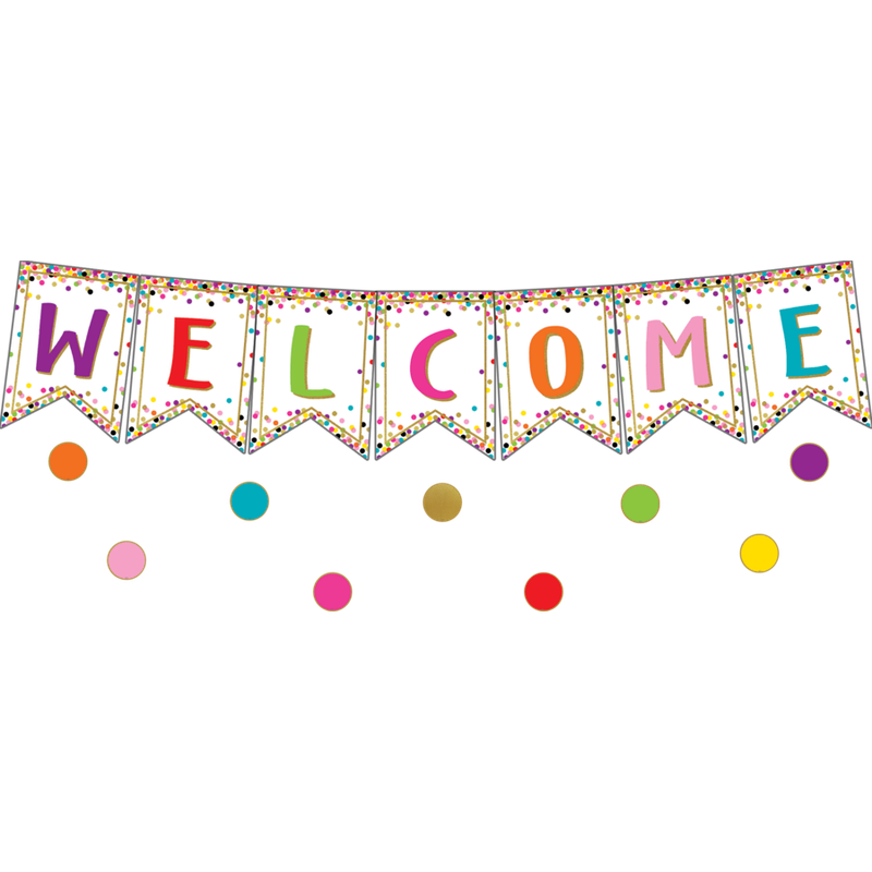 Confetti Pennants Welcome Bulletin Board