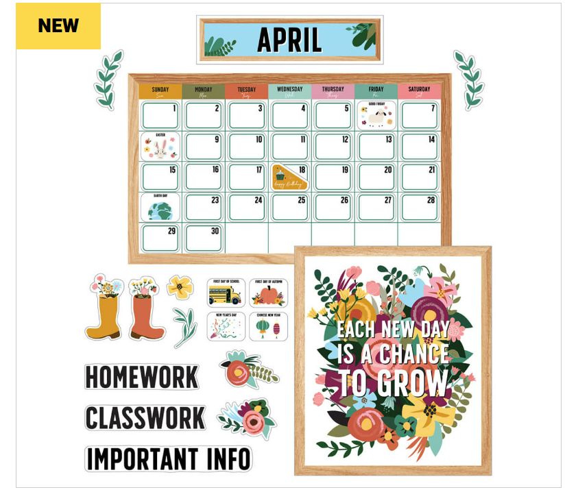 Grow Together Calendar Bulletin Board Set