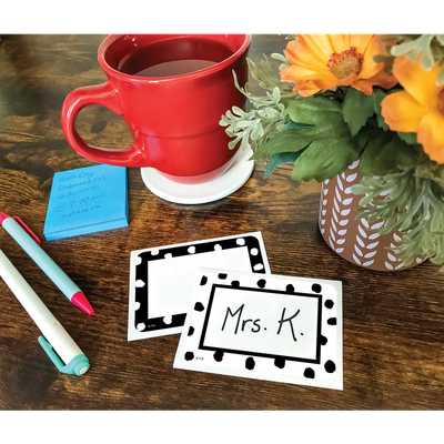 Black and White Painted Dots Name Tags/Labels - Multi-Pack