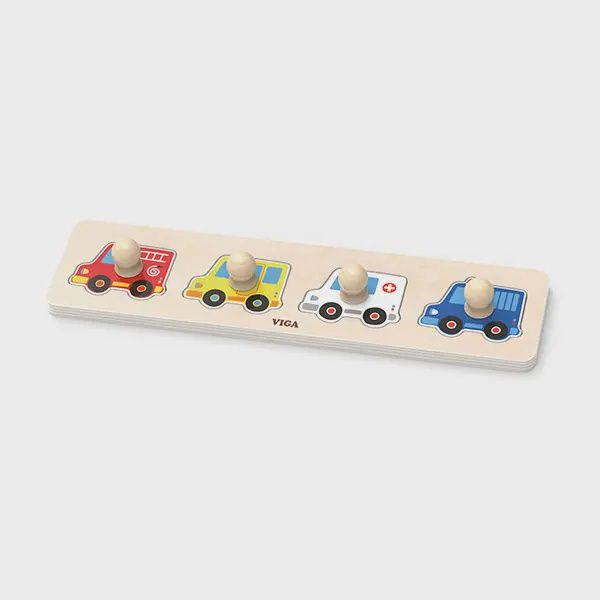 4 Piece Toddler Flat Wooden Vehicle Puzzle