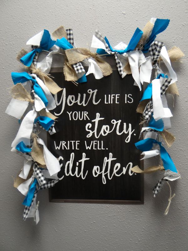 Farmhouse/Teal/White/Burlap/Black&amp;White Check Garland