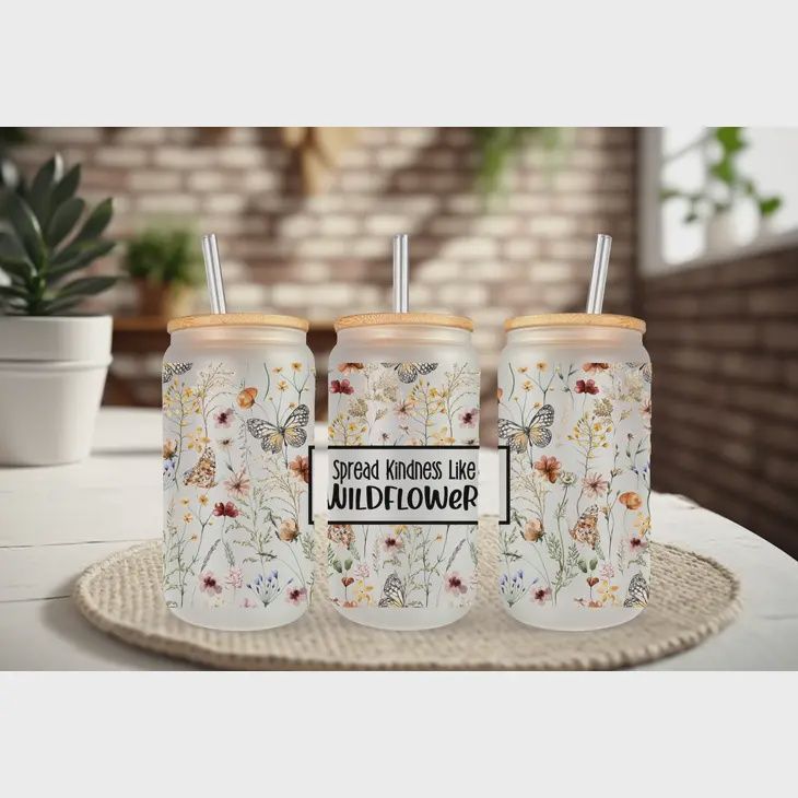 Spread Kindness Like Wildflowers Glass Tumbler