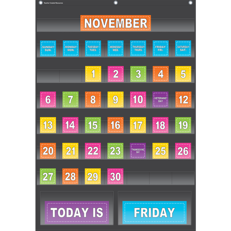 Black Calendar Pocket Chart (25&quot; x 36&quot;)