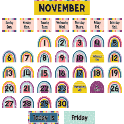 Oh Happy Day Rainbow Calendar Pocket Chart Cards