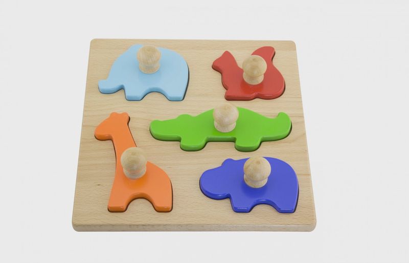 Animals Block Puzzle/6 pieces Wooden