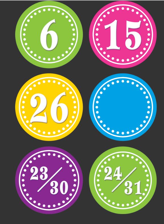 Bright Circles Calendar Days