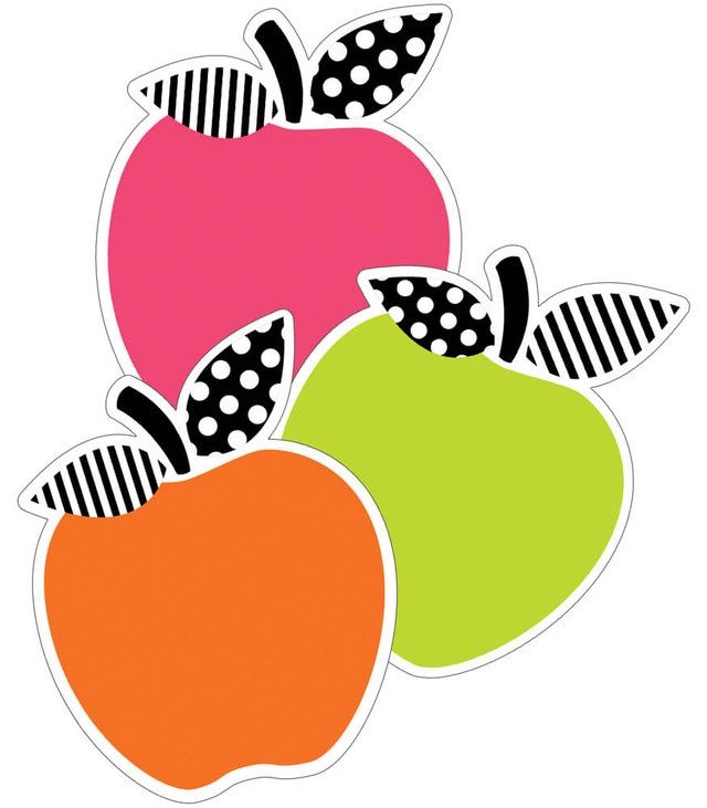 Black, White &amp; Stylish Brights Apples Cut,Outs