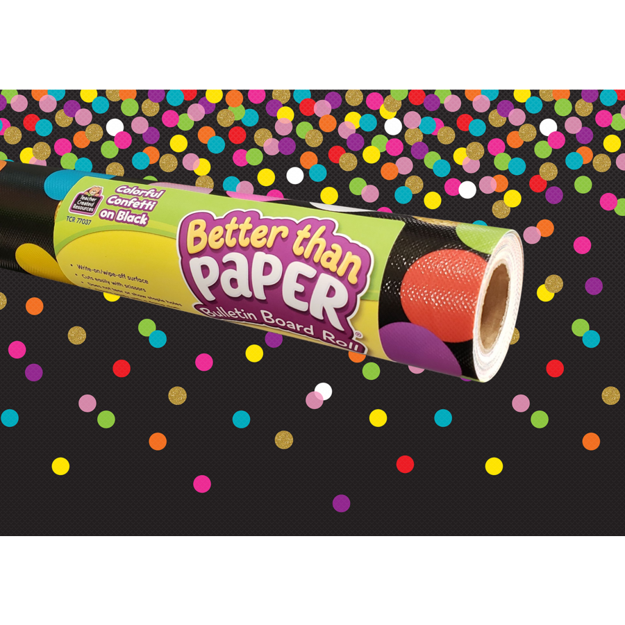 Colorful Confetti on Black Better Than Paper® Bulletin Board Roll