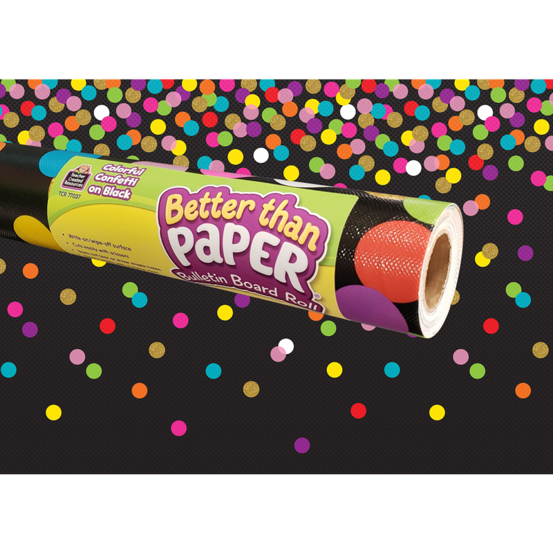 Colorful Confetti on Black Better Than Paper® Bulletin Board Roll