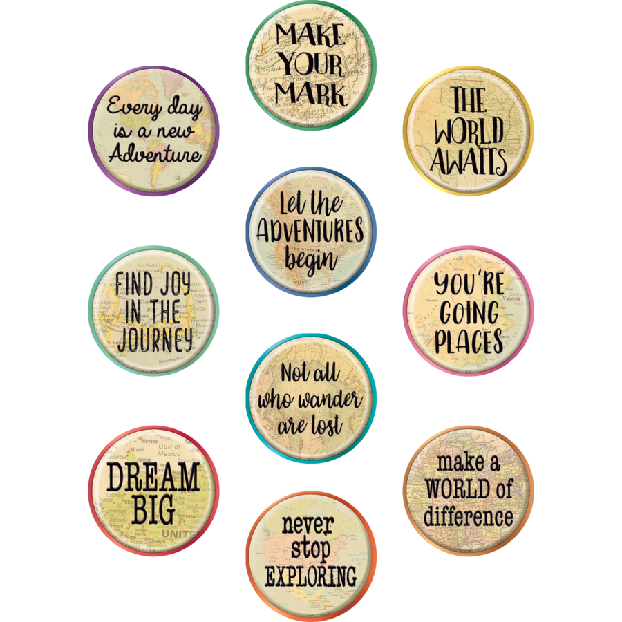 Travel the Map Positive Sayings Accents