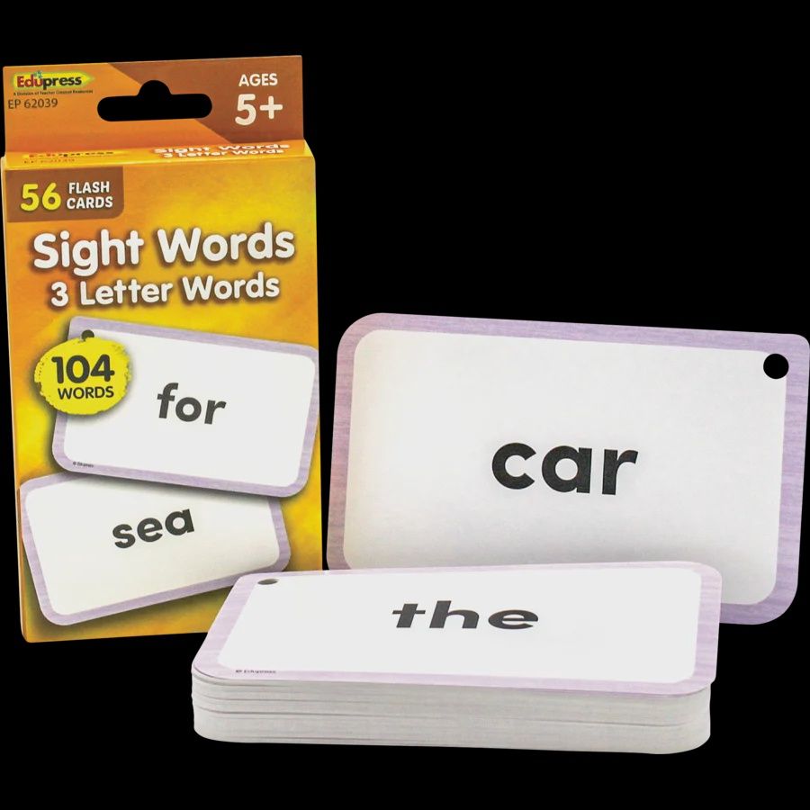 Sight Words Flash Cards - 3 Letter Words