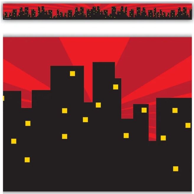 Superhero Cityscape Straight Border Trim