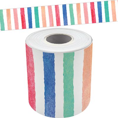 Watercolor Stripes Straight Rolled Border Trim