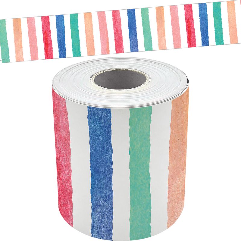 Watercolor Stripes Straight Rolled Border Trim