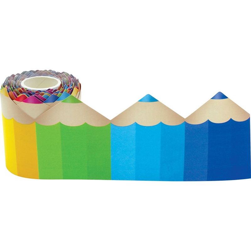 Colored Pencils Die-Cut Rolled Border Trim, 50 feet