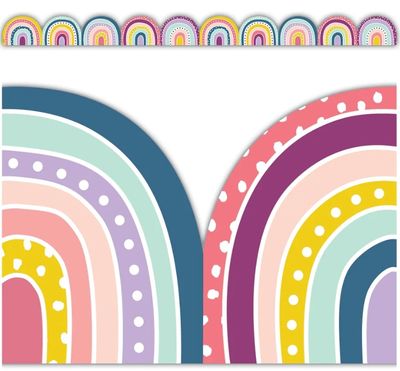 Oh Happy Day Rainbows Die-Cut Rolled Border Trim