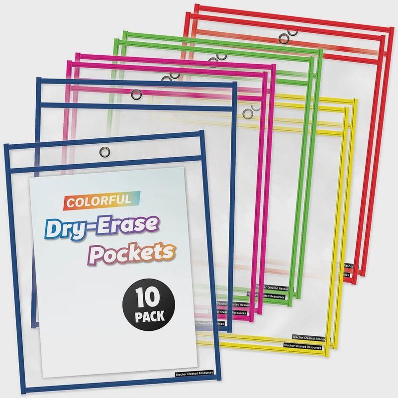 Colorful Dry-Erase Pockets - 10 pack