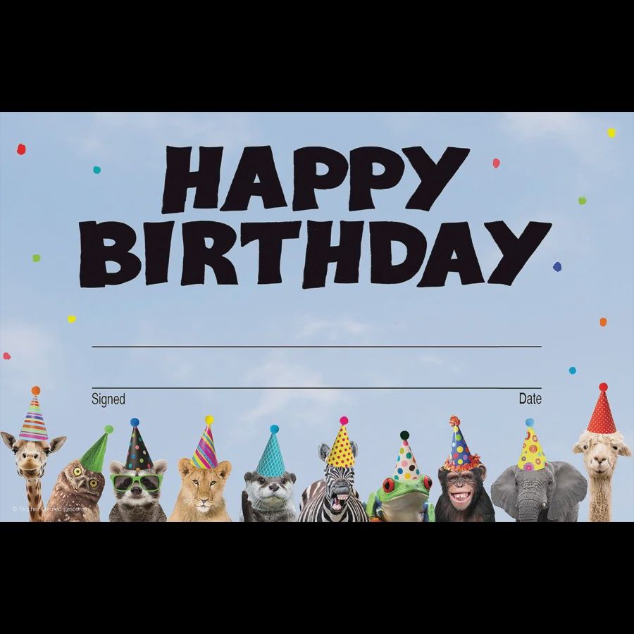 Go Wild Animals Happy Birthday Award