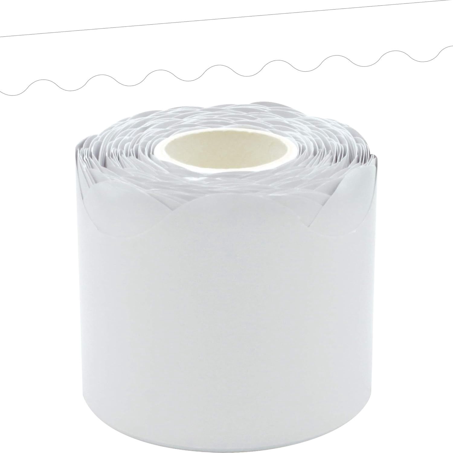 White Scalloped Rolled Border Trim