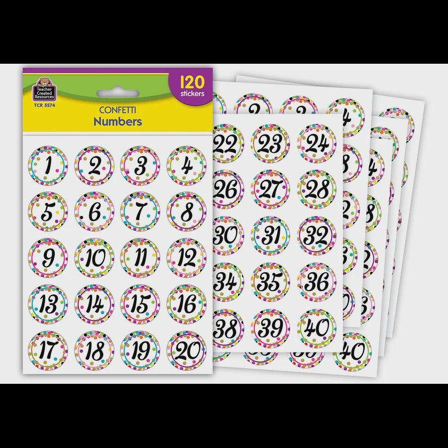 Confetti Numbers Stickers