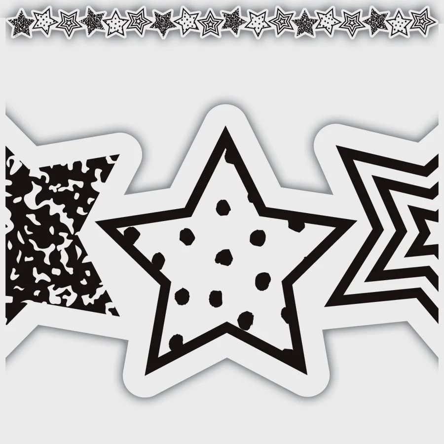 Black and White Die-Cut Stars Border/Trim