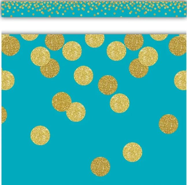 Teal Confetti Straight Border Trim