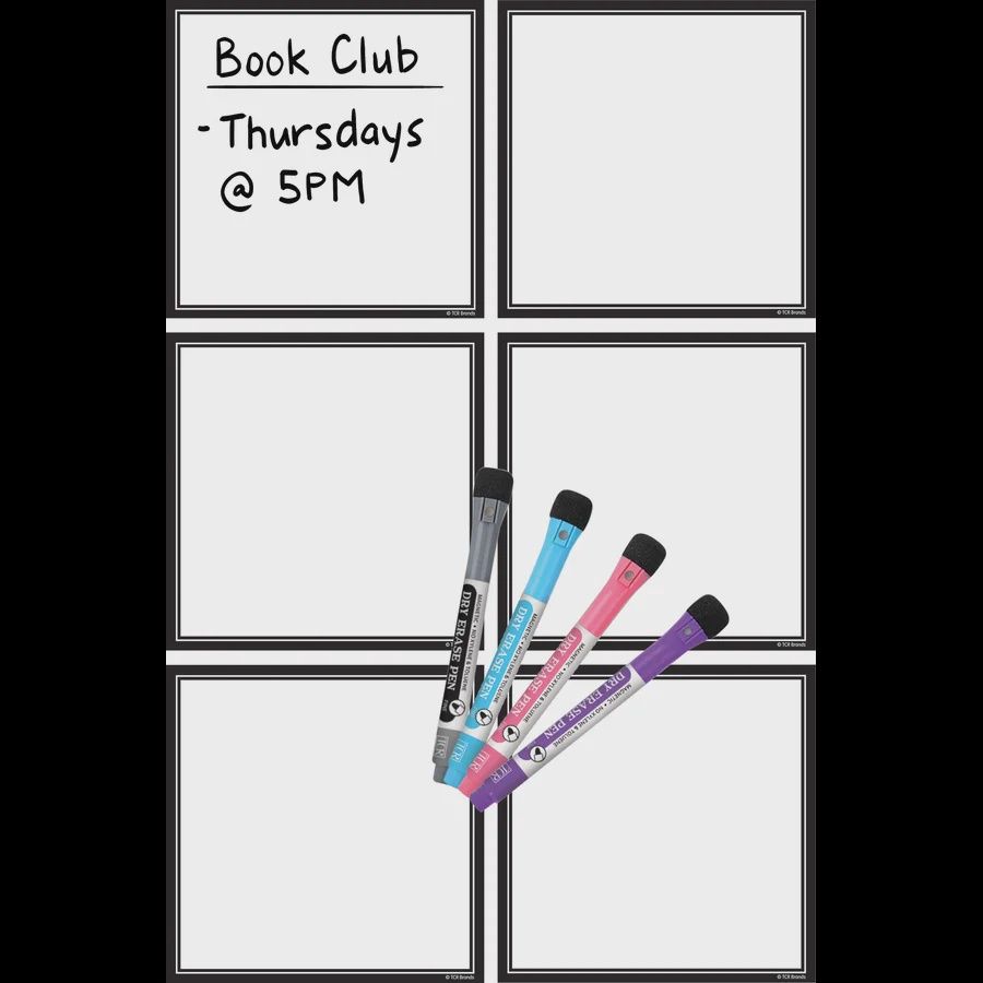 Black &amp; White Dry-Erase Magnetic Square Notes