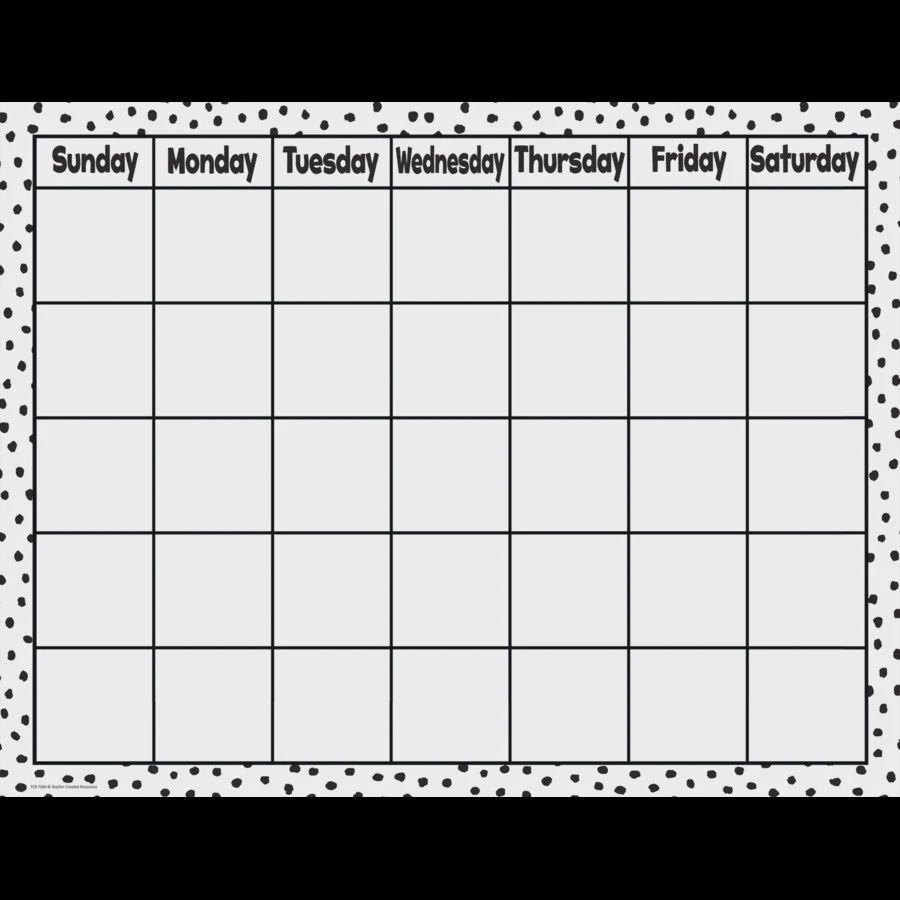 Black Painted Dots on White Calendar Chart