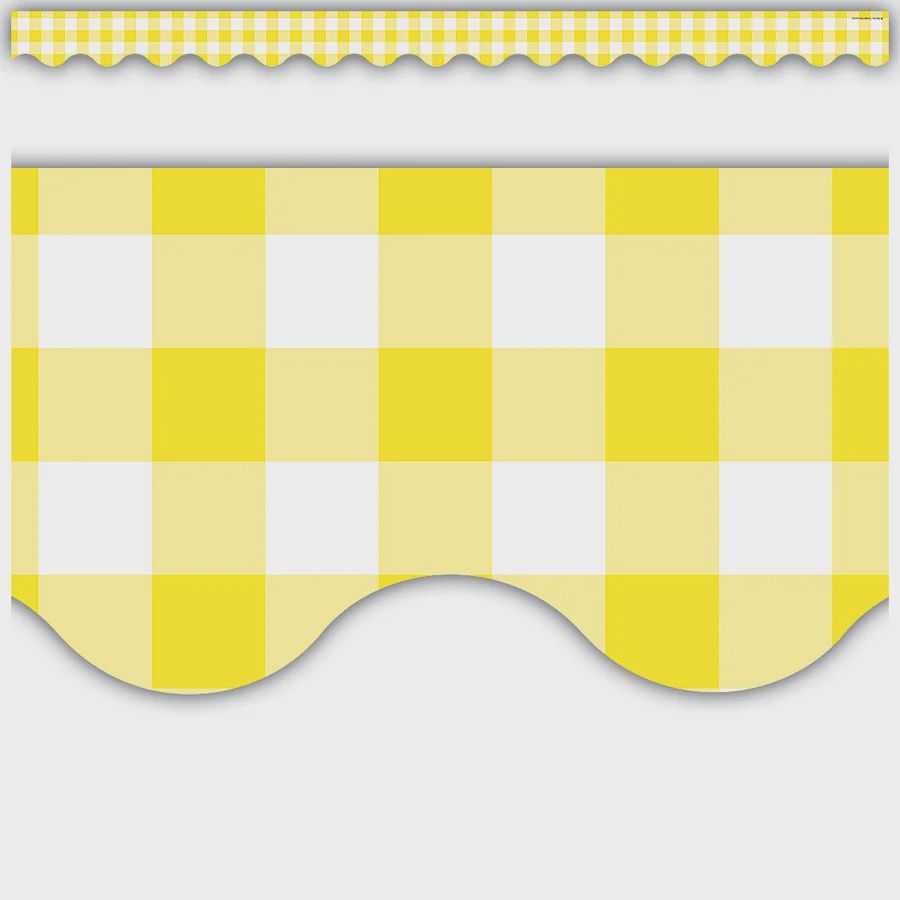 Yellow Gingham Scalloped Border Trim