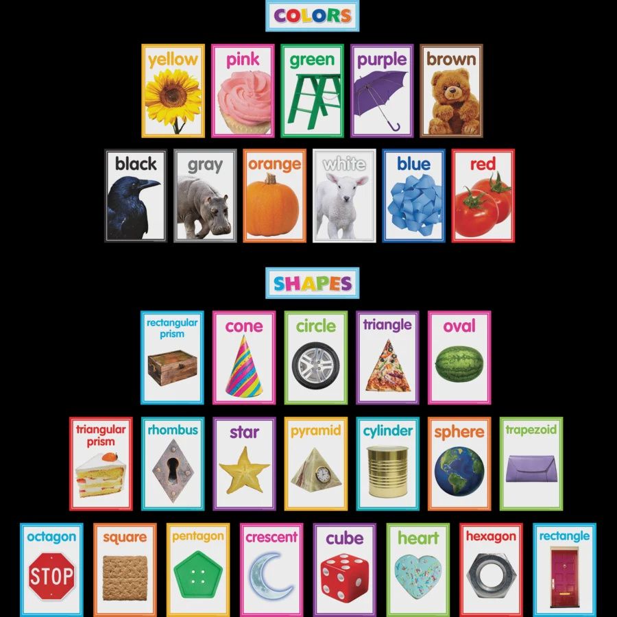 Colorful Photo Shapes &amp; Colors Cards Bulletin Board